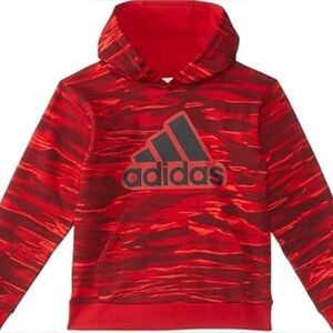 Adidas Kids Red and Black Patterned Hoodie